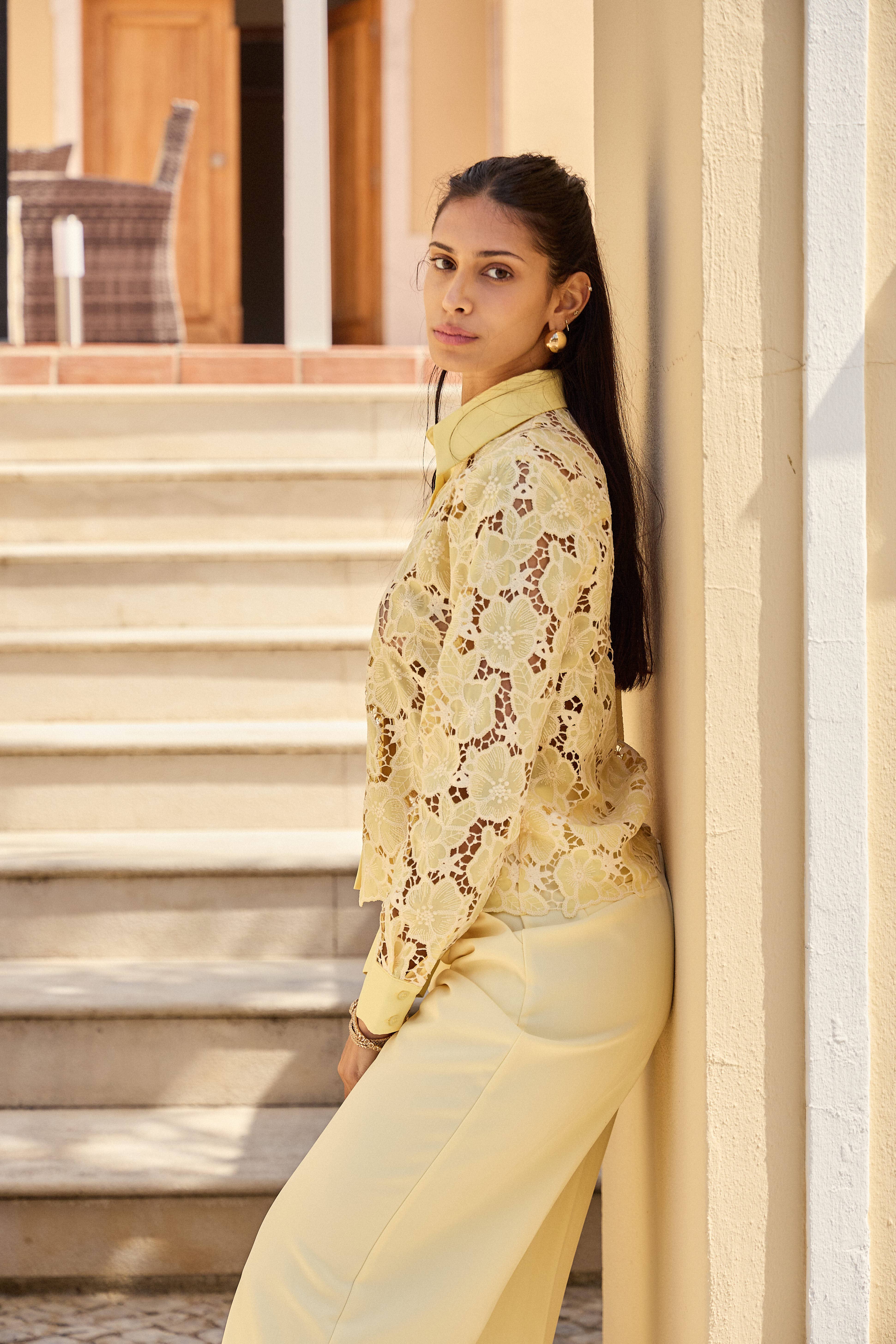 LULUMARY - Vente Chemise à col boutonné – femme - Chemise en dentelle CH3625