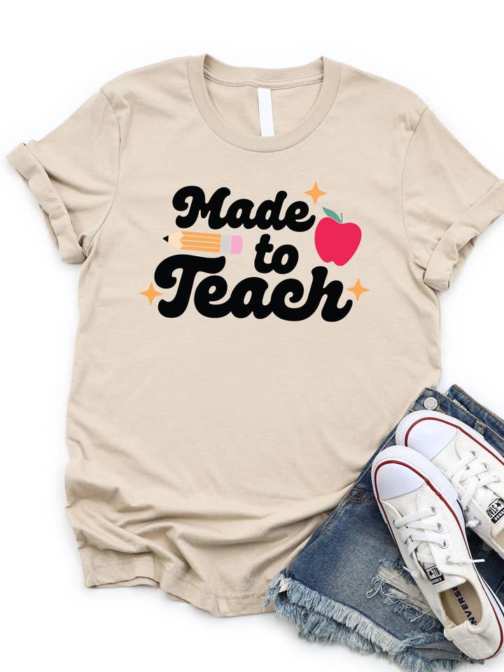 Made to Teach Graphic Tee for wholesale by Tickled Teal