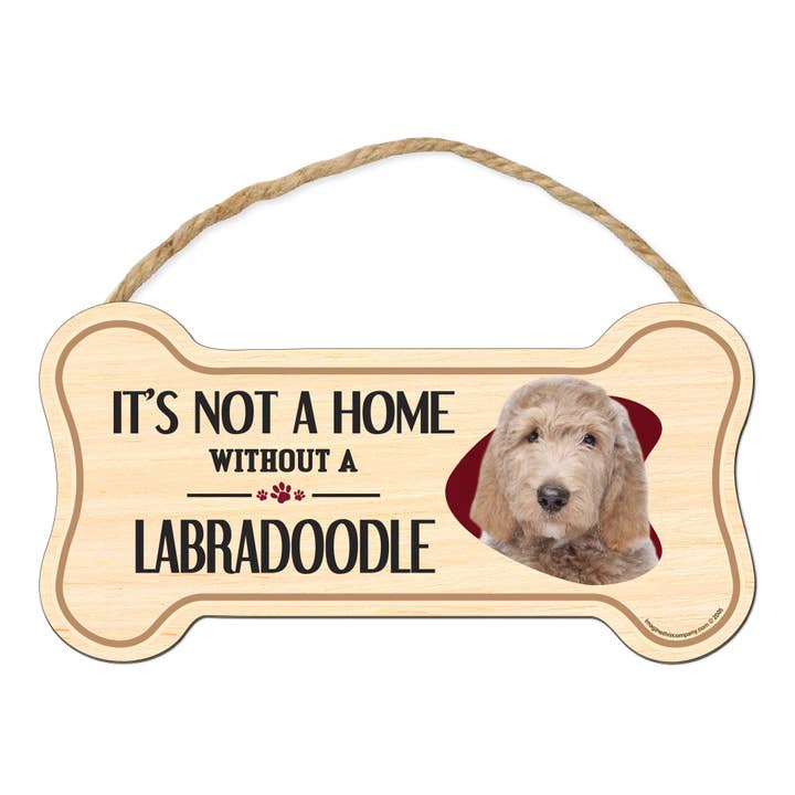 Panneau en bois en forme d'os Labradoodle pour la vente par Imagine This Company