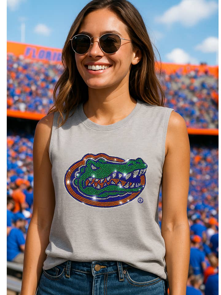 Canotta grigia con testa di alligatore dell'Università della Florida per la vendita all'ingrosso da parte di Moving Forward Designs