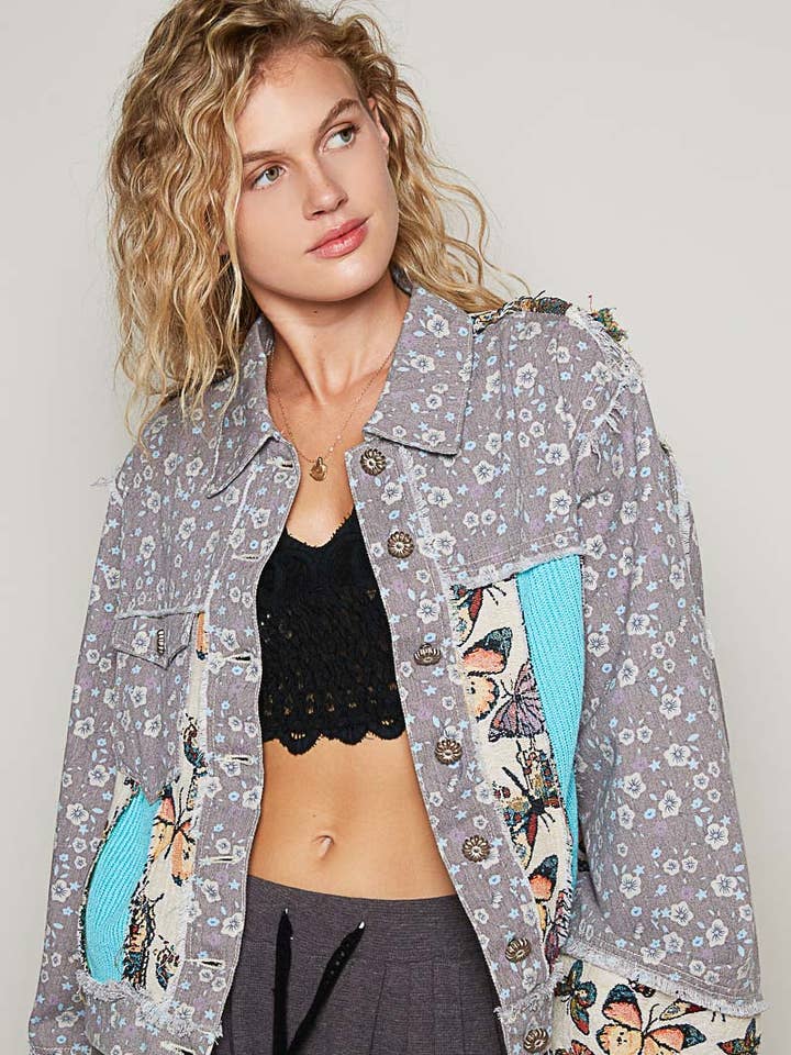 Vintage wahsed semi cropped denim jacket for wholesale by Pol Clothing