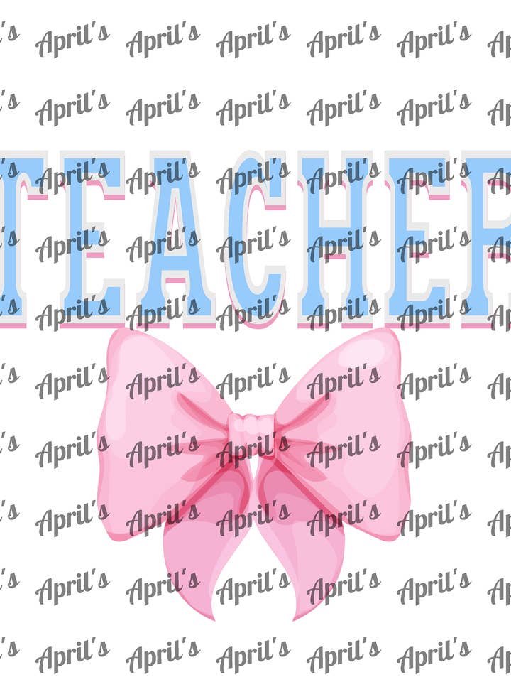 Transfert DTF Enseignant Nœud Rose pour la vente par Signs By Aprils LLC