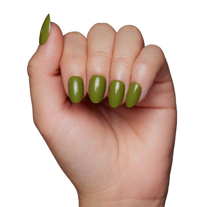 Glamnetic - Wholesale Press-On/Fake Nails - Moss Green Press-On Nails | Fall Solids | Short Oval