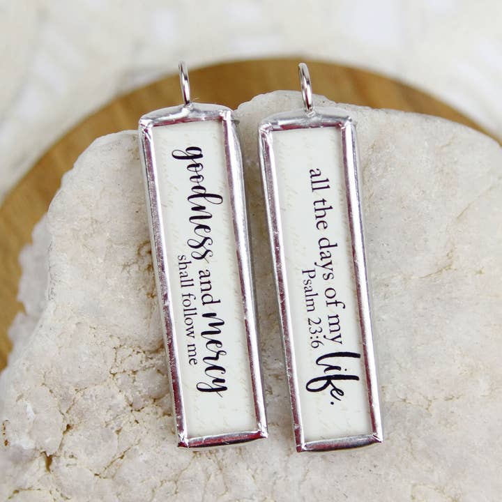 Psalm 23 Goodness and Mercy Faith Scripture Charm Necklace for wholesale by Jennifer Dahl Designs LLC