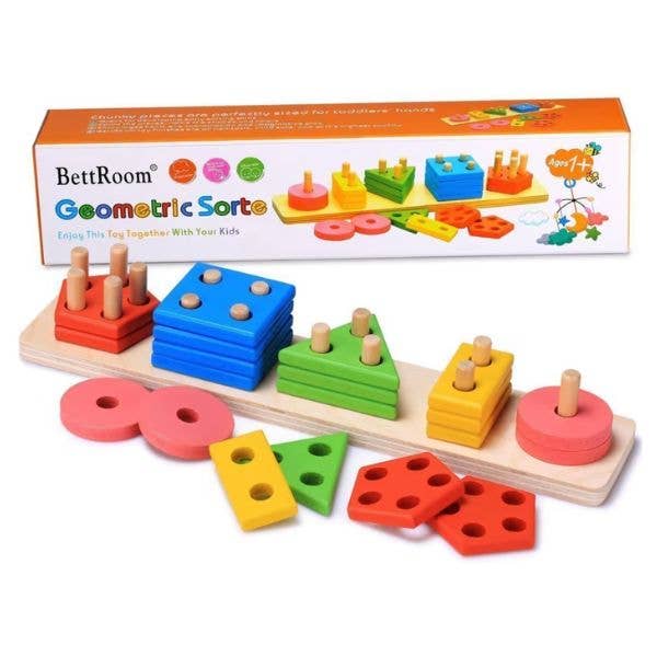 Bettroom STEM Toy Set - The Long Column Wooden 10" Geometric for wholesale by St. Louis Wholesale LLC