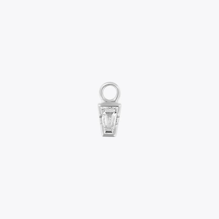 Linda Tapered Baguette Diamond Charm- 14K WHITE GOLD for wholesale by Tether Jewelry