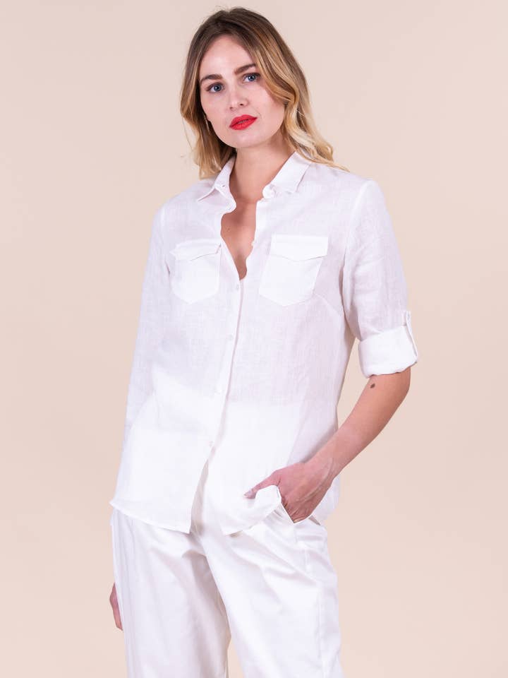 Camisas lisas de lino puro para venta al por mayor de CV CRISTINA VALENTINI