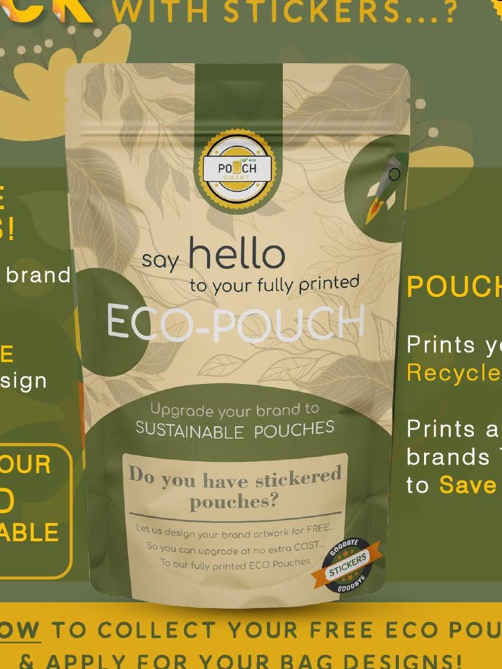 500 x Fullt tryckta, återvinningsbara ståpåsar + dragkedja för wholesale av Pouch-Smart