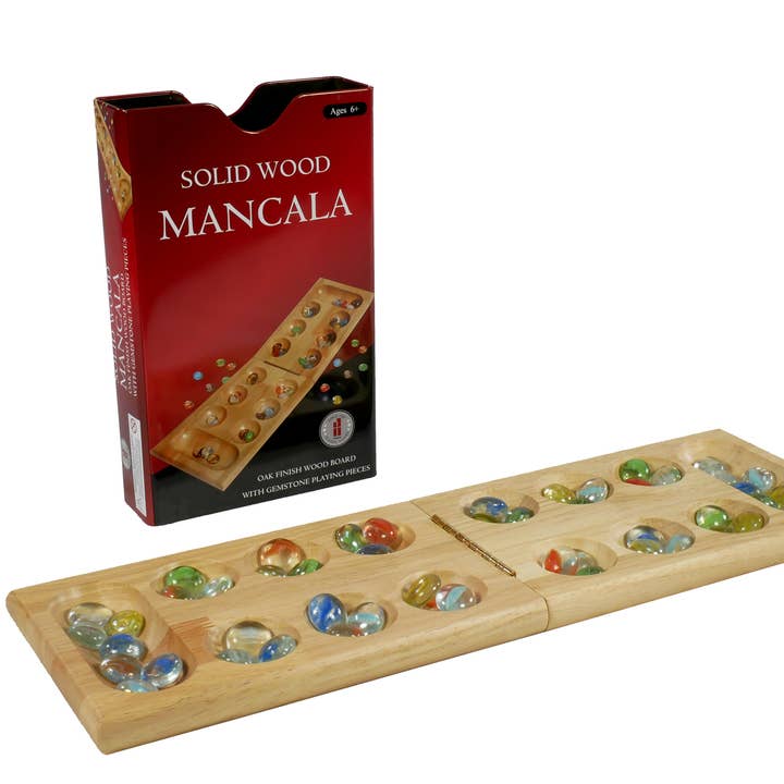 WorldWise Imports – wholesale Brädspel – Mancala - Träfällbar Mancala i plåtfodral0