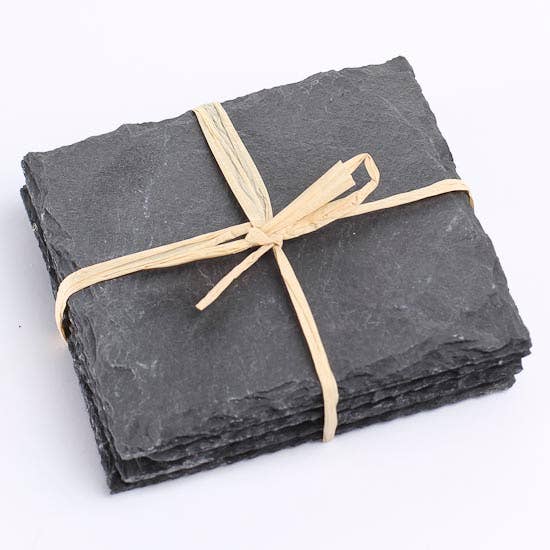 Factory Direct Craft - Wholesale Coasters - Set of 4 Square Natural Slate Coasters -