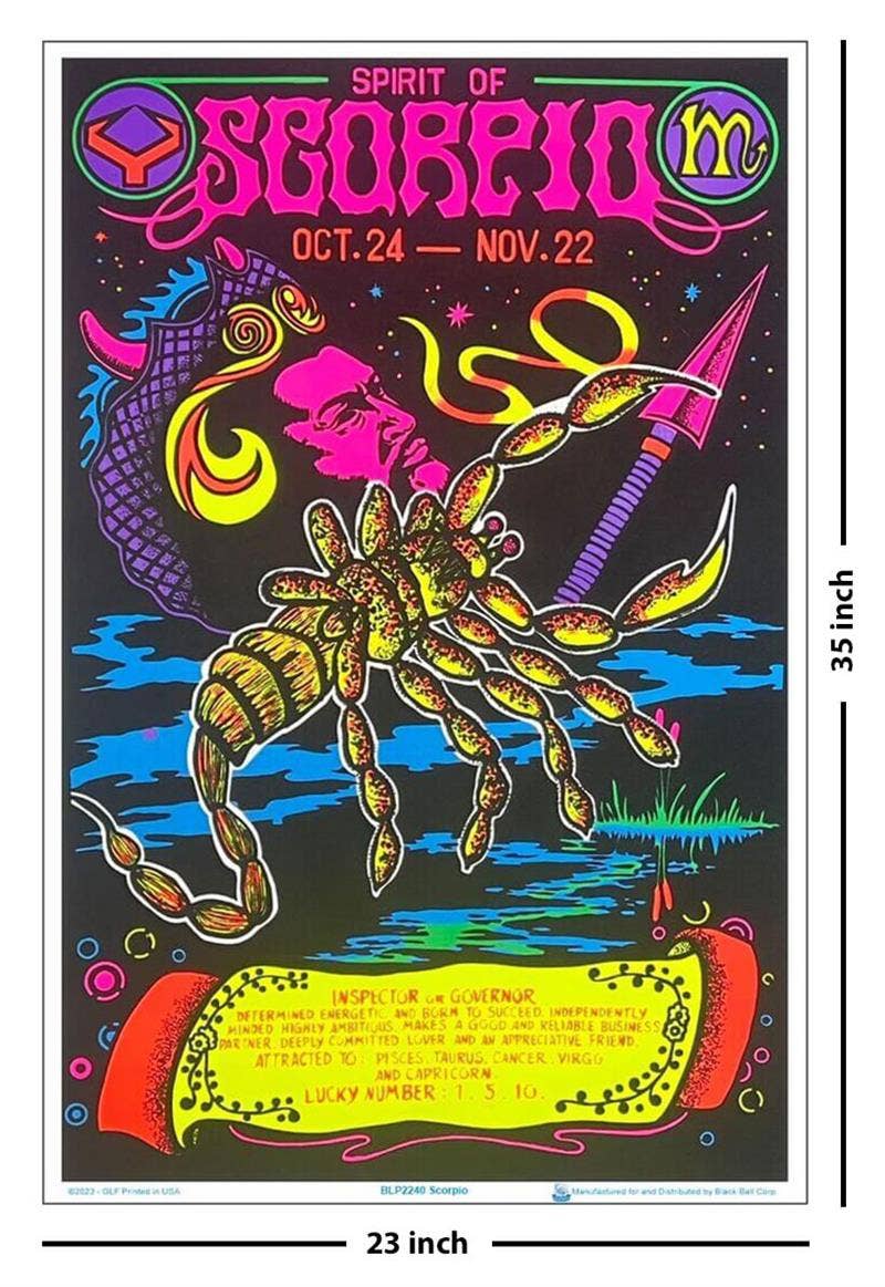 Scorpio Posters - Wholesale Poster - Scorpio Zodiac Sign Blacklight Poster 23" x 35"2