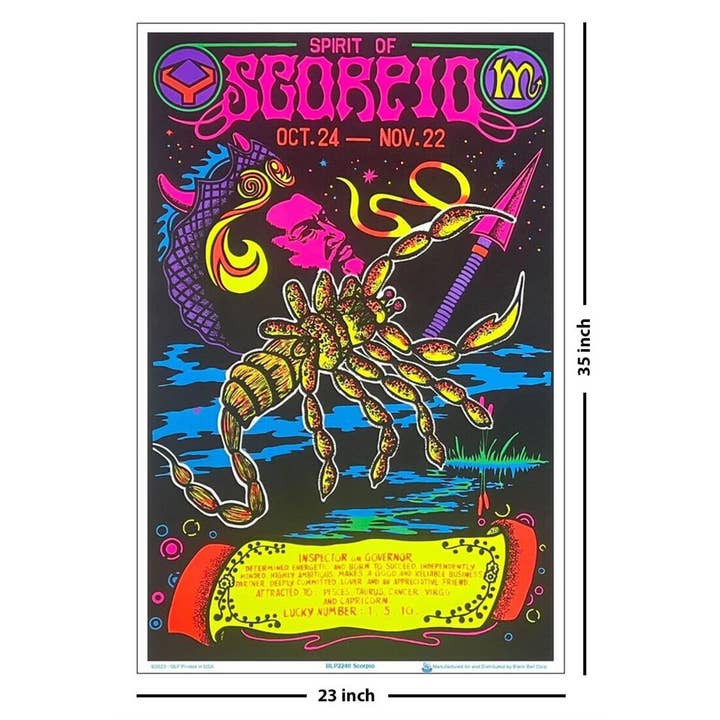 Scorpio Posters - Wholesale Poster - Scorpio Zodiac Sign Blacklight Poster 23" x 35"2
