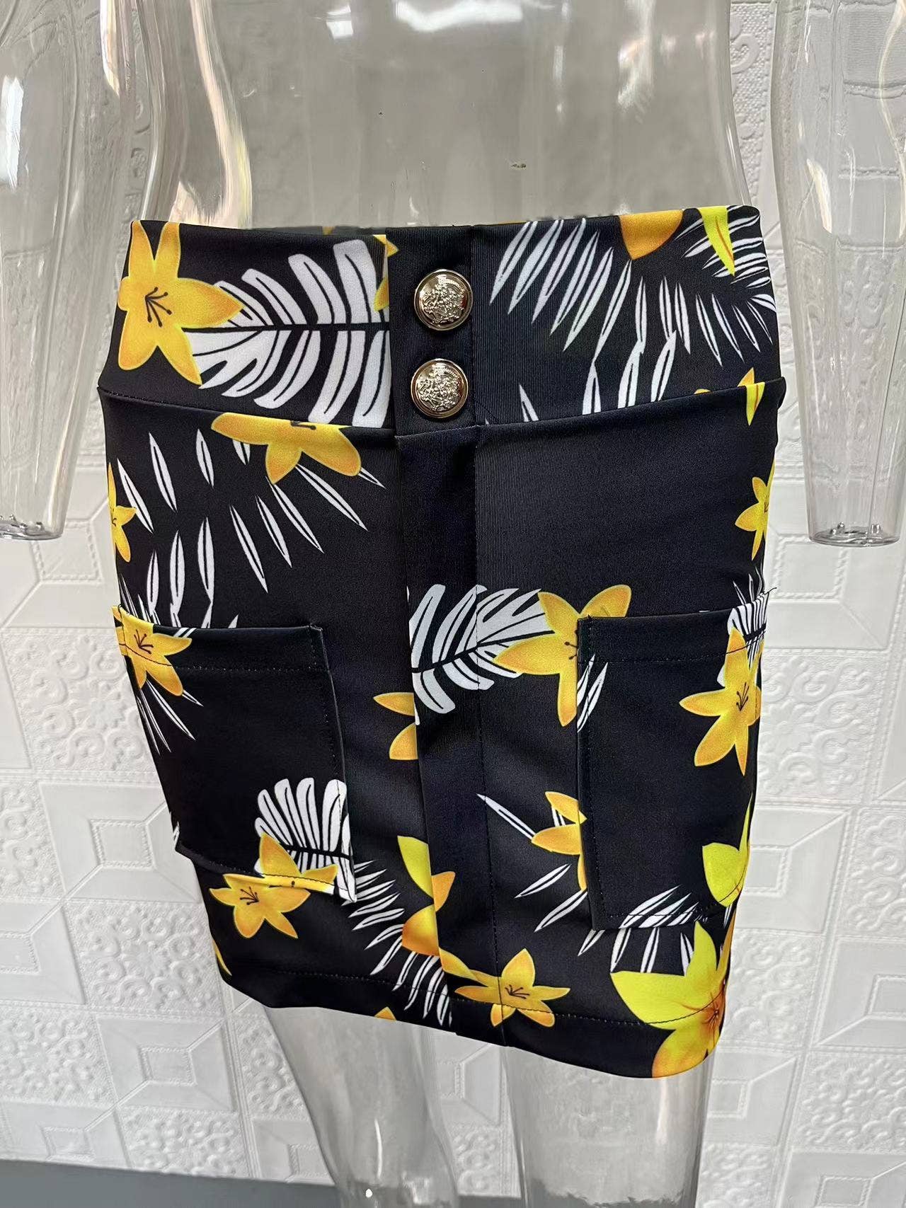 Lily Clothing - Vente Ensemble haut et jupe - Femme - Veste de costume à manches bouffantes imprimée à la mode22