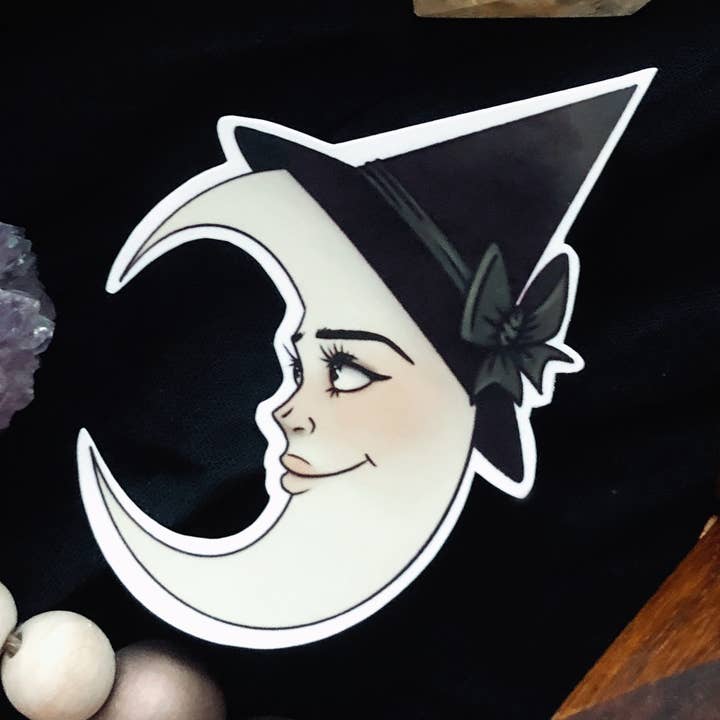 Moon Witch Sticker for wholesale by Firstborne Creative Studio