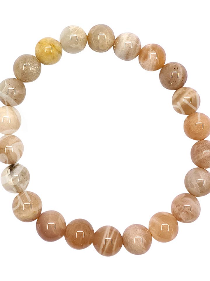 (PC)BRACELET - PIERRE DE LUNE, PÊCHE (8-8,5 MM) 7,15-7,25" pour la vente par Oceanic Linkways Inc