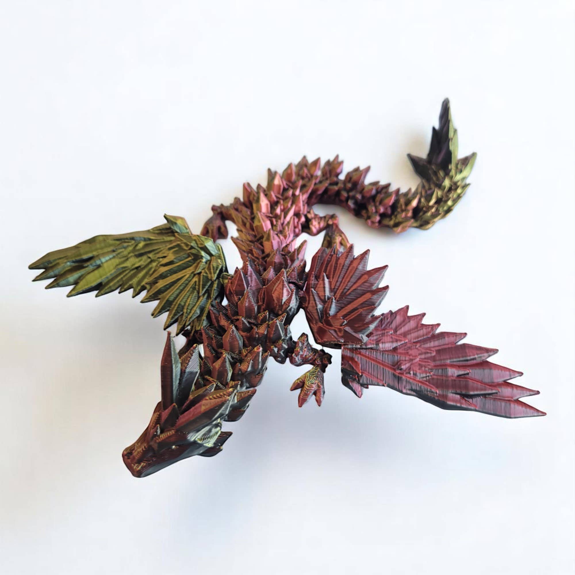 PowerTRC 3D Print - Wholesale Party Favor - 3D Printed Articulated Crystal Dragon with Wings (Large)2