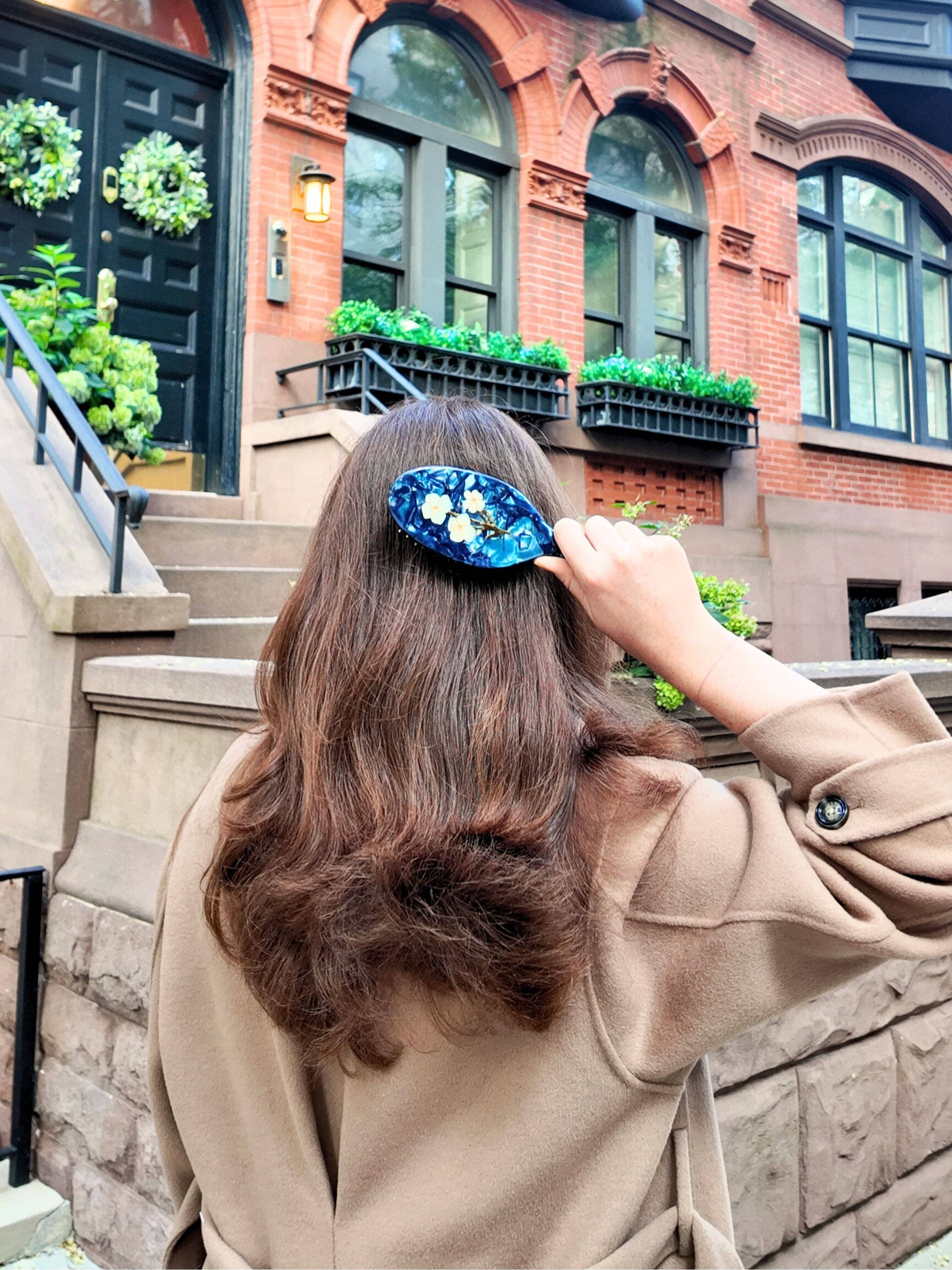 Solar Eclipse - Vendita all'ingrosso Spazzola/pettine - Pennello per Capelli Giornata Straordinaria con Fiori Vintage Dipinti a Mano | Ecologico1