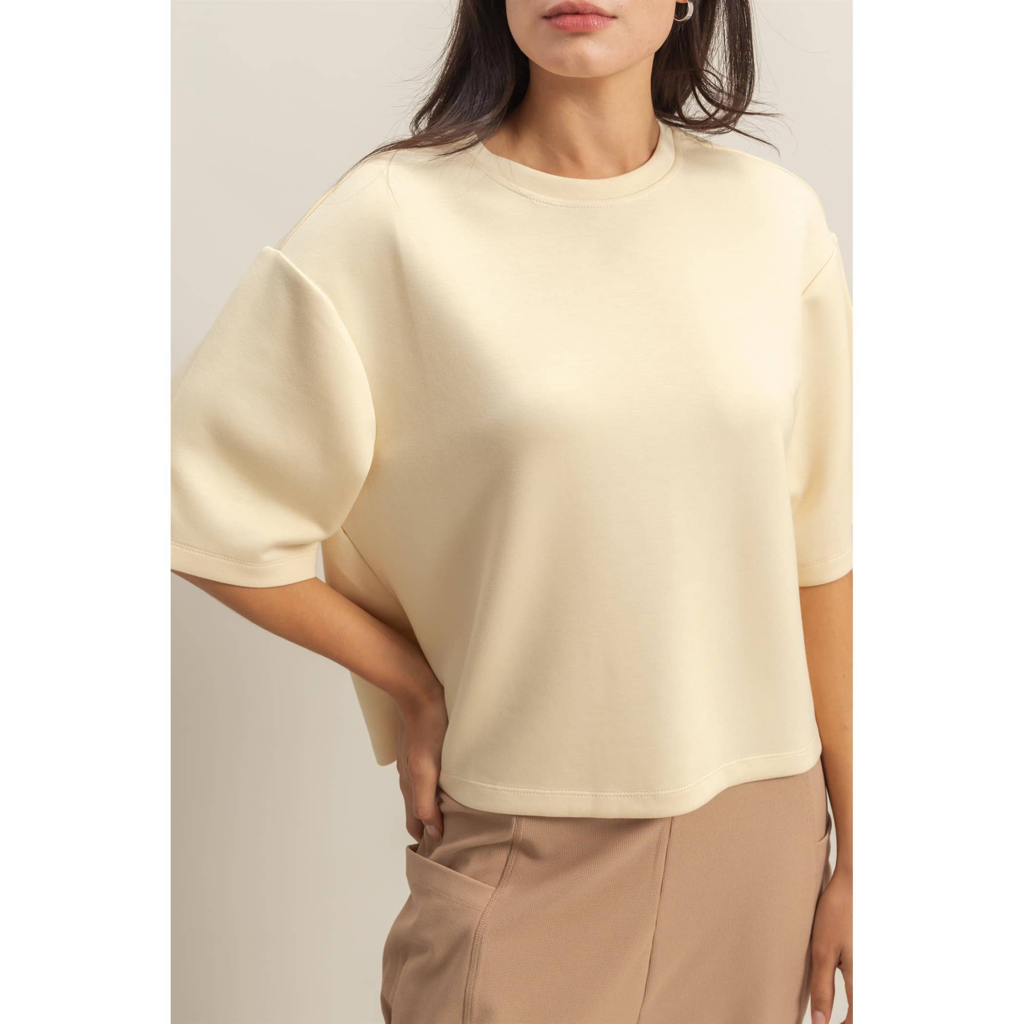 HYFVE - Wholesale Shirt - Women's - Double Knit Drop Shoulder Everyday Basic Top14