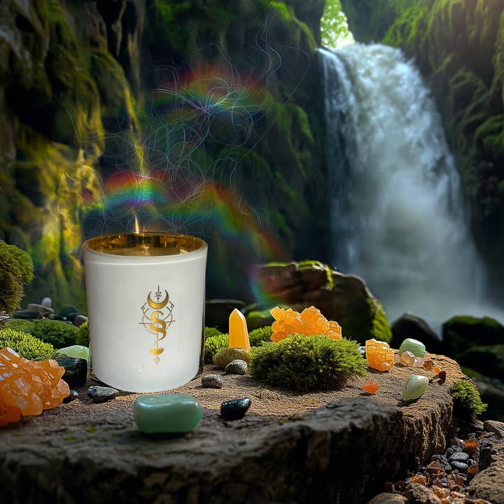 10 oz Spiritual Alchemy Soy Candle - Gold Foil Ritual Decor for wholesale by ALKMY Candles