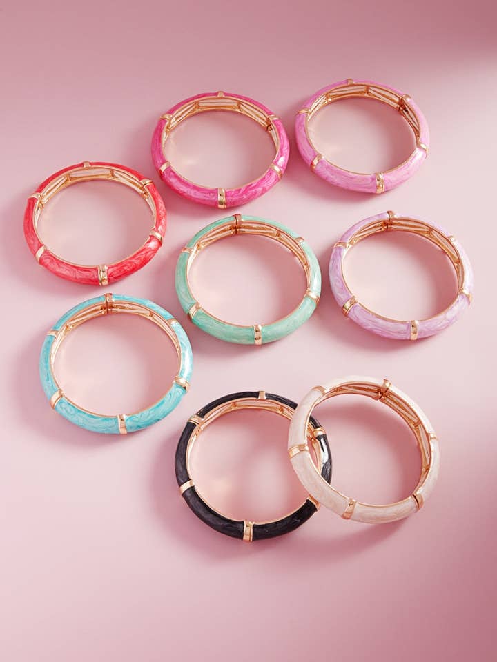 Rund farvet emalje armbånd stil strækarmbånd for engroshandel hos Designature New York