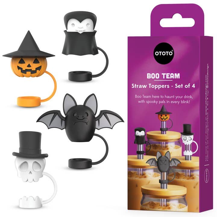 NEW BUNDLE Boo Team Straw Toppers Covers - Halloween Gifts for wholesale by OTOTO