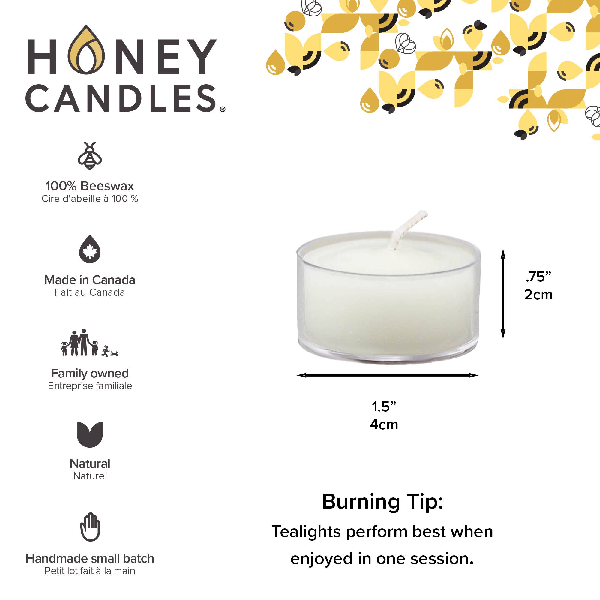 Honey Candles - Wholesale Tea Light Candles - Pearl Beeswax Tealight Candles - Clear Cup1