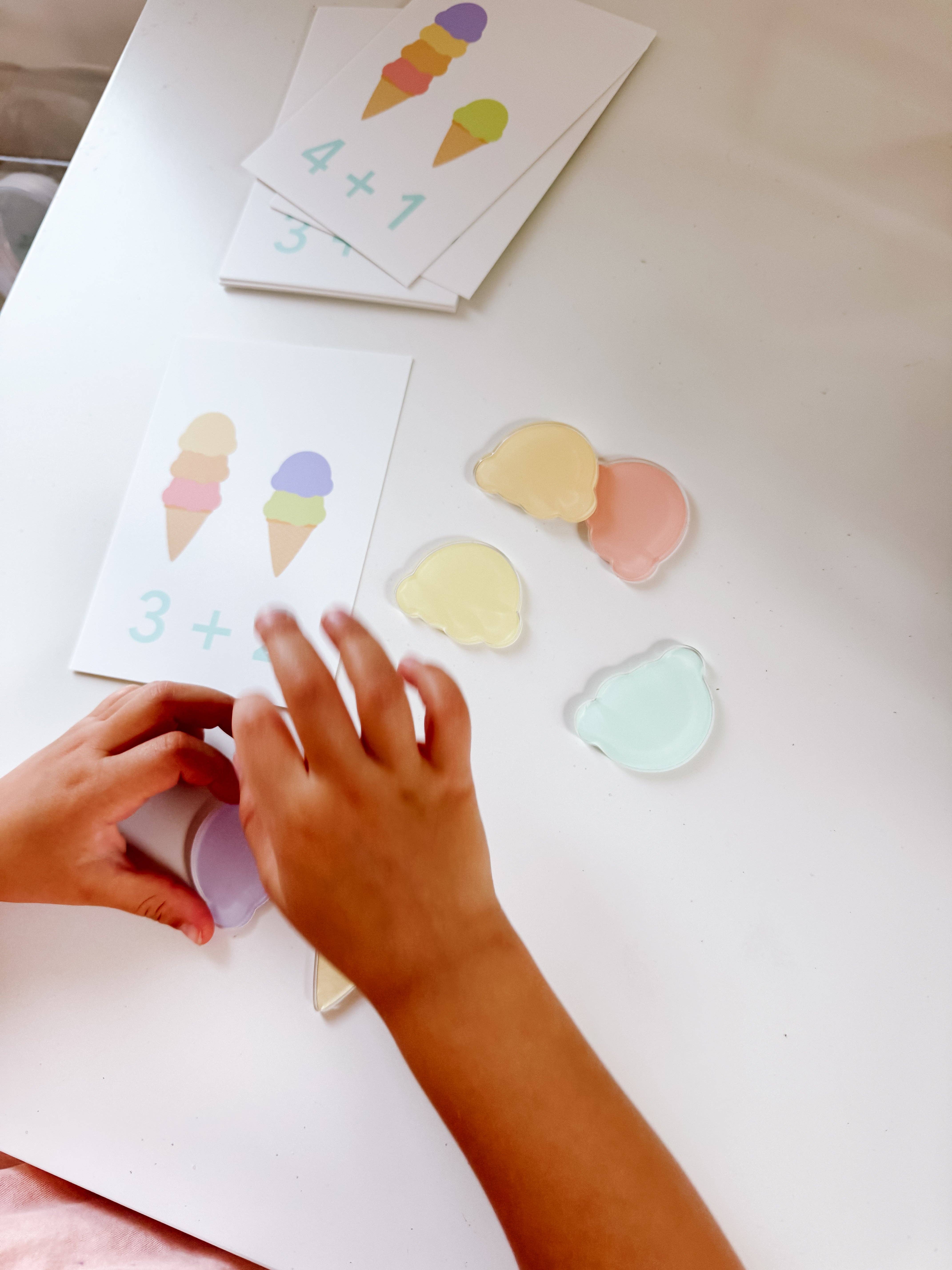 GoodnightFox - Vente Cartes d'apprentissage – enfant et bébé - Kit sensoriel de mathématiques avec crème glacée12