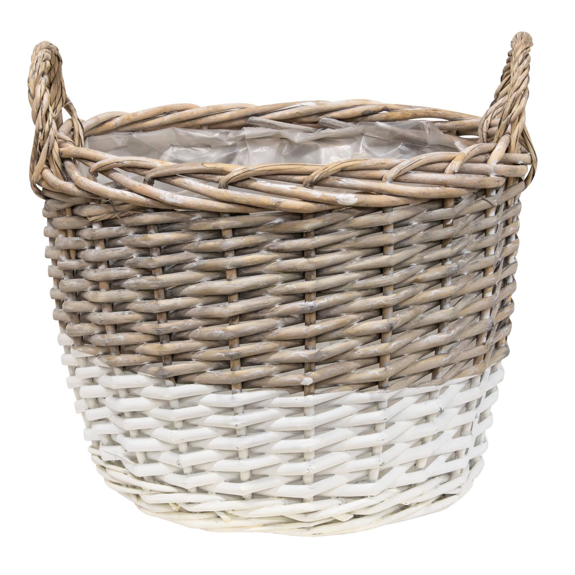 Col House Designs - Wholesale Basket - 3/Set, White Dipped Willow Gathering Basket Planters1