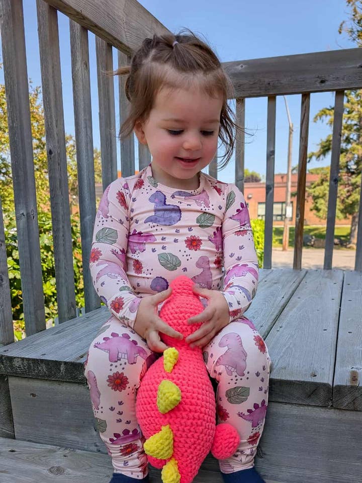 Rosie Raptor Two Piece Pajama Set for wholesale by Maisie May Boutique