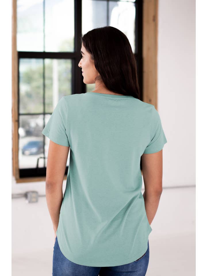 GOEX Apparel - Wholesale T-Shirt - Women's - Ladies Drop Hem V-Neck Pocket Tee7