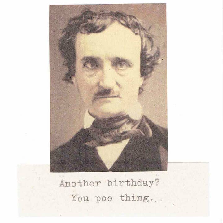 BlueSpecsStudio - Vendita all'ingrosso Biglietti di auguri - Divertente biglietto di compleanno gotico di Edgar Allan Poe