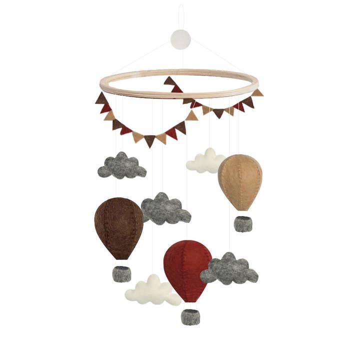 Gamcha uro med luftballoner og skyer i brunt og rødt for engroshandel hos Gamcha