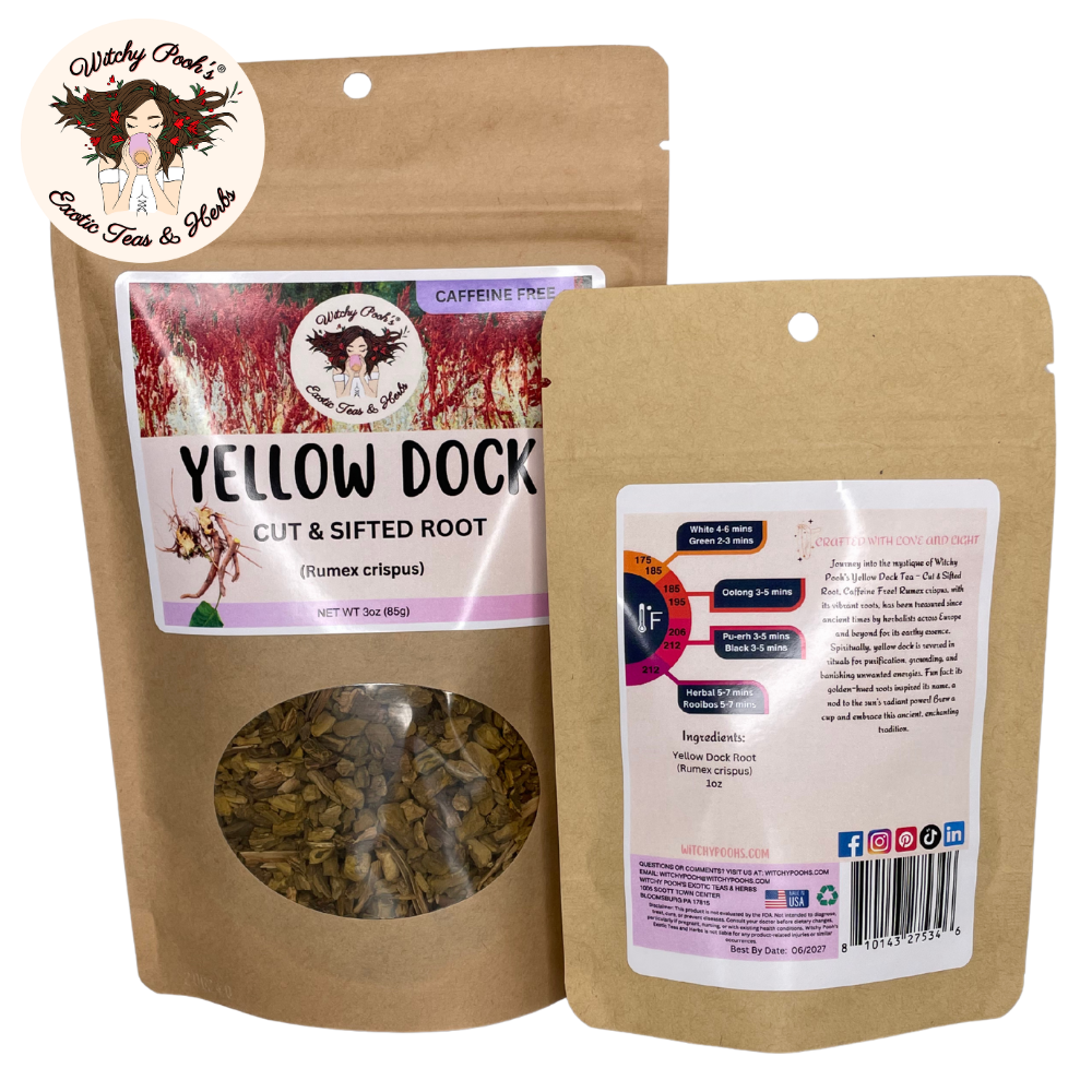 Witchy Pooh's Exotic Teas & Herbs - Wholesale Loose Tea - Witchy Pooh's Yellow Dock Tea - Cut & Sifted Root, Caffeine 20