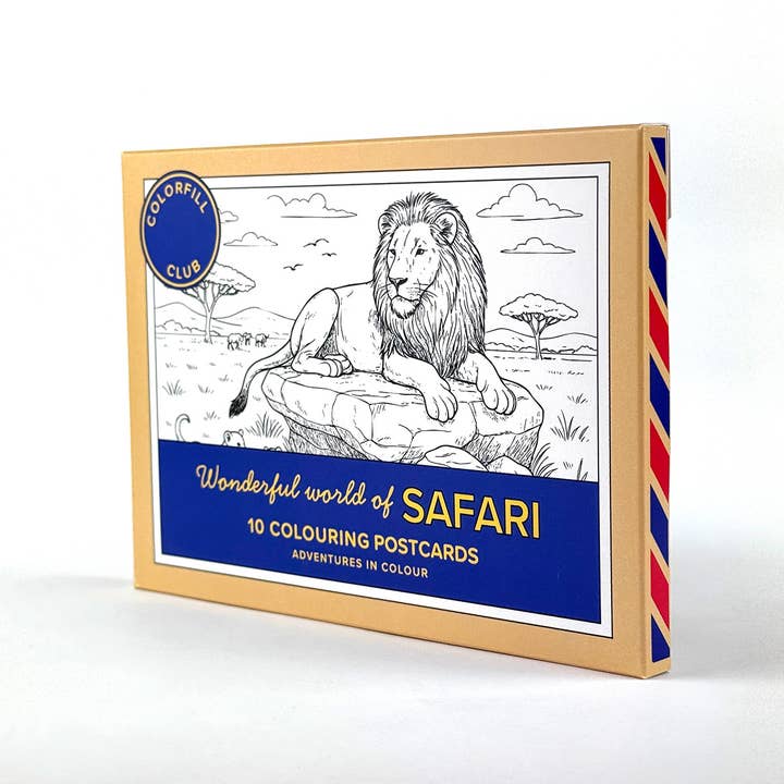 Colorfill Club - Wholesale Display book - Safari Colouring Postcard Set of 10 – African Animals1