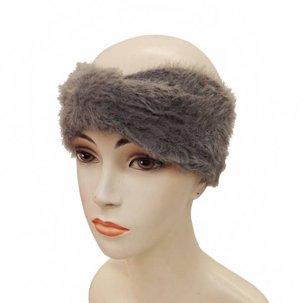 Cap Zone - Wholesale Fashion headband – women's - Solid Colored Faux Angora Fur Turban Head Band0