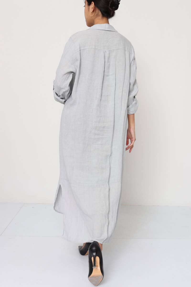 LÉA & LUC - Wholesale Dress - Women's - Long shirt dresses in 100% Linen REF. 148418