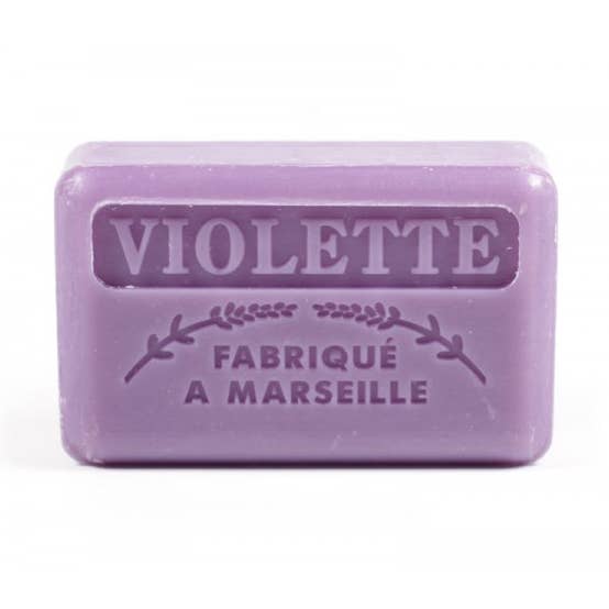 Confezione da 5 saponette di Marsiglia profumate violetta da 125 g per la vendita all'ingrosso da parte di Savons.nl - Savon de marseille distributeur