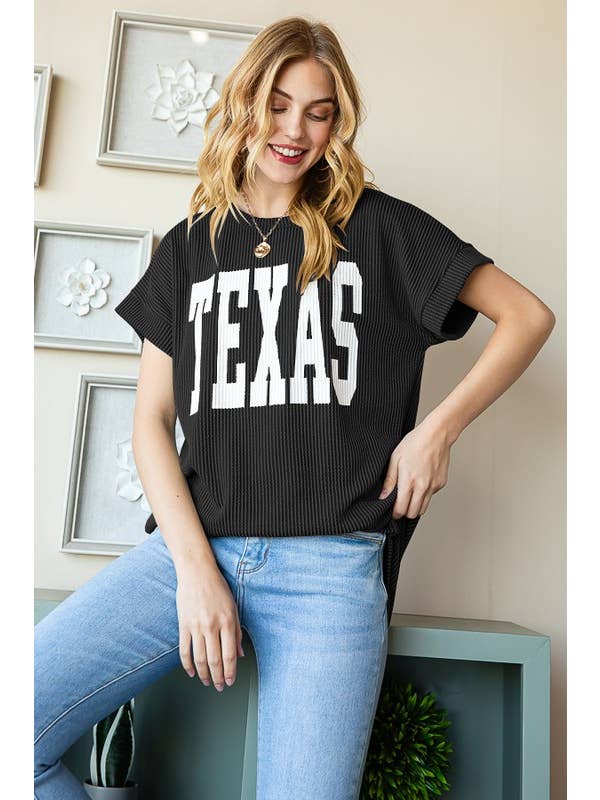 HEIMISH - Wholesale Tunic - Women's - ET7523-12 SOLID RIBBED LETTERING TOP