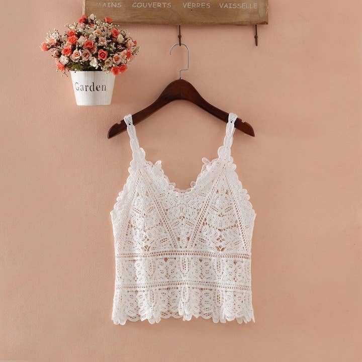 Hope & Sunshine - Wholesale Knit Top - Women's - Boho Lace Crochet Halter Top