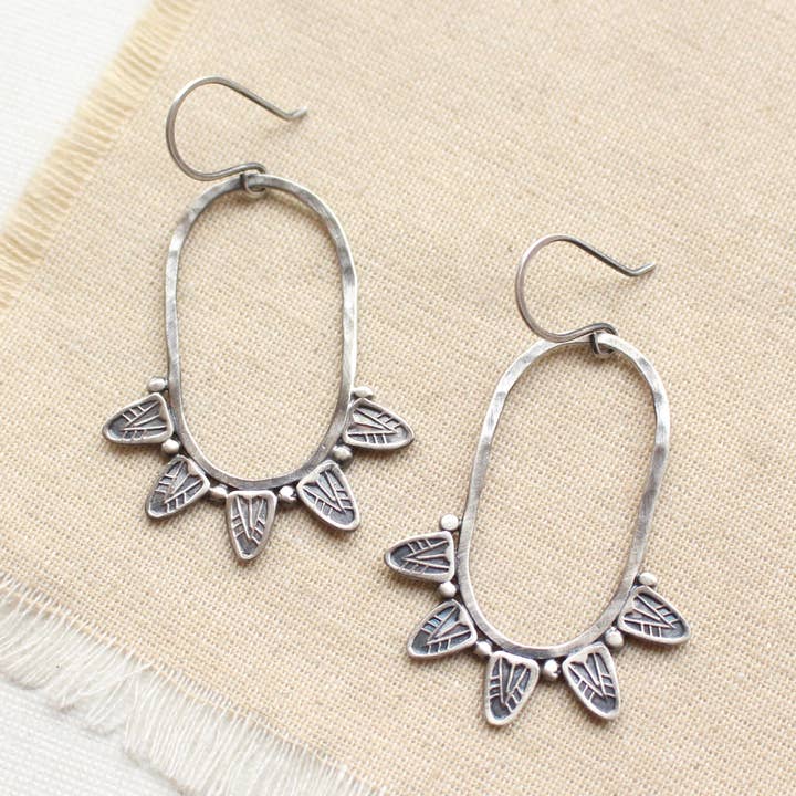 Feathered Hoop Earrings, Unique Statement Earrings for wholesale by Sarah DeAngelo