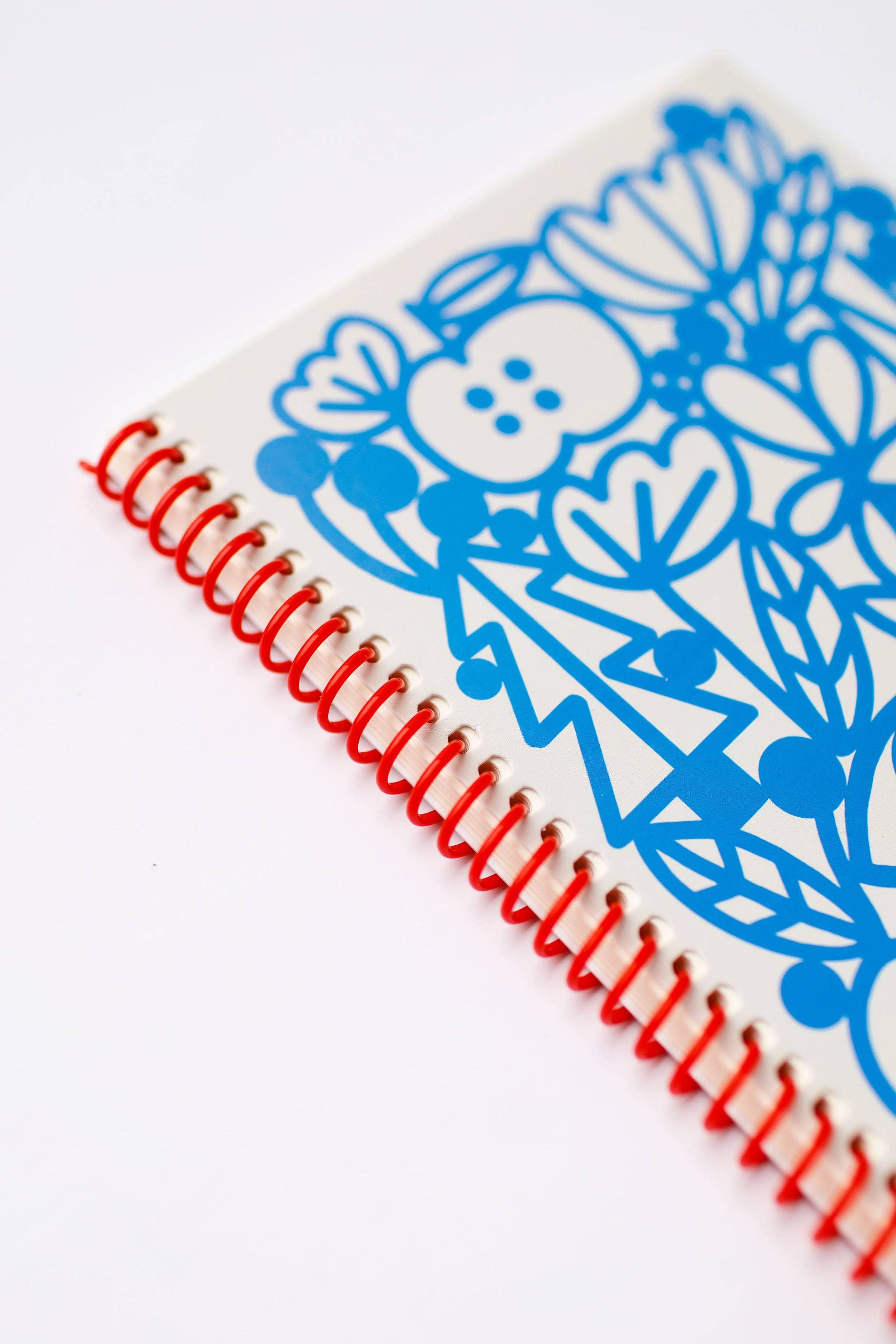 Lisa Congdon Art & Illustration - Wholesale Journal/Diary - Blank Journal with Red Spiral - Manzanita Blue3