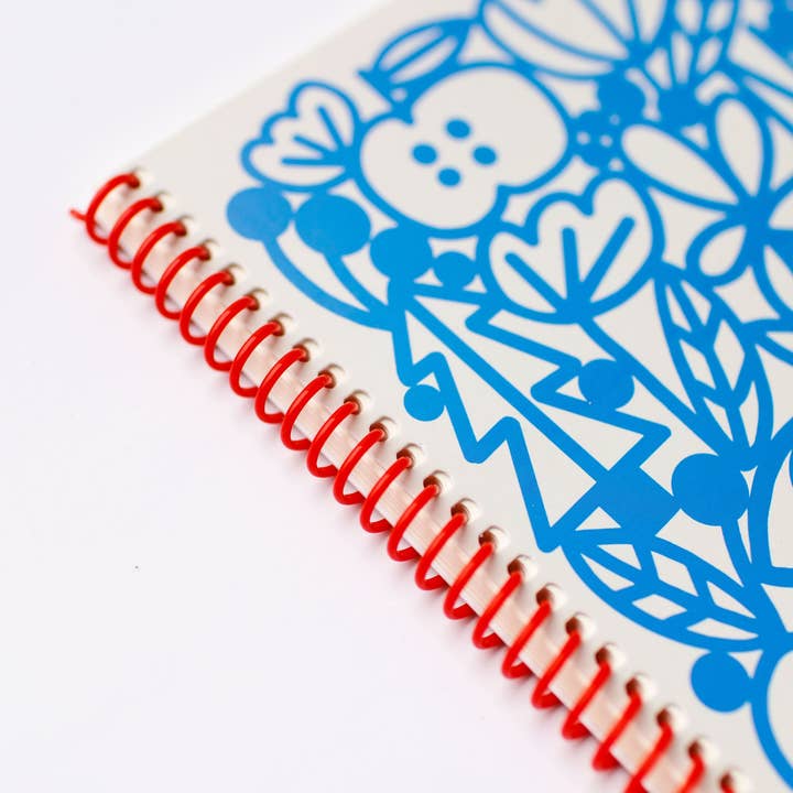 Lisa Congdon Art & Illustration - Wholesale Journal/Diary - Blank Journal with Red Spiral - Manzanita Blue3