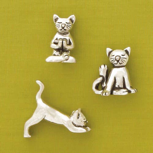Basic Spirit – Estatueta decorativa por atacado – 3 Pc. Miniaturas para gatos de ioga com bolsa