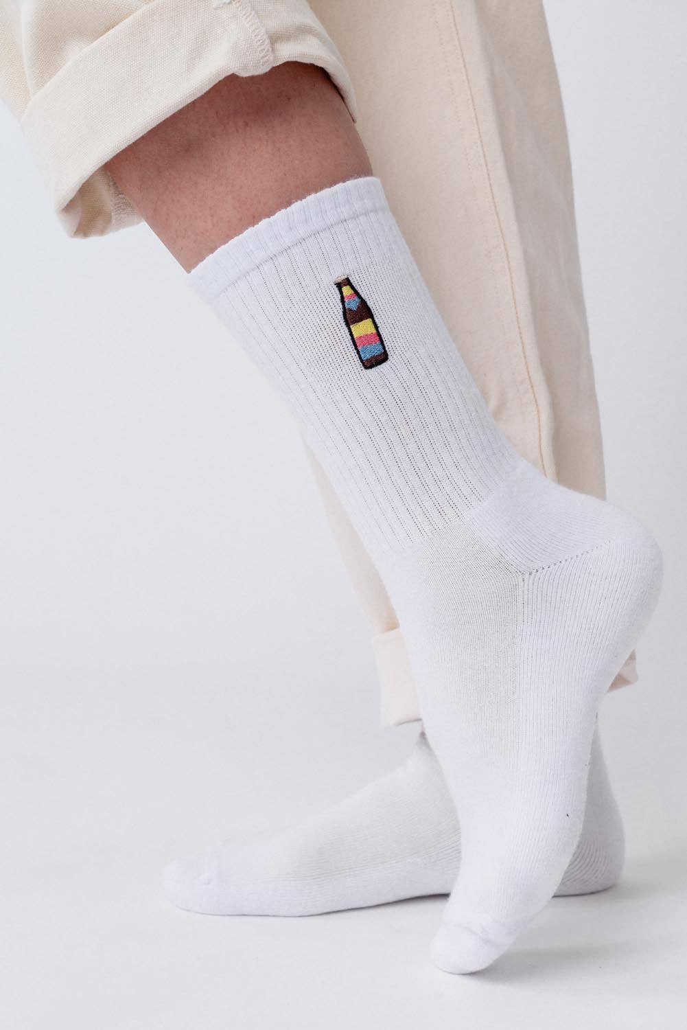 white Cola Mix | Embroidered organic cotton socks for wholesale on Faire0