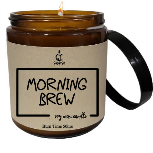 Morning Brew lovers coffee shop gift soy Candle amber for wholesale by The Candy Collections