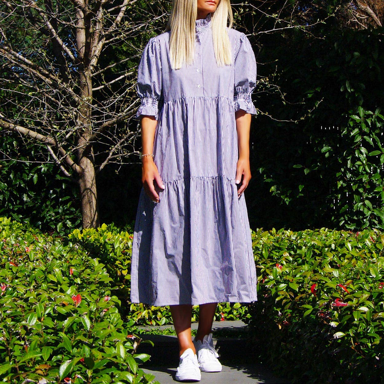 Who's Charlie – Großhandel Kleid – Damen – Lottie Kleid aus Baumwoll-Popeline mit Streifendruck0