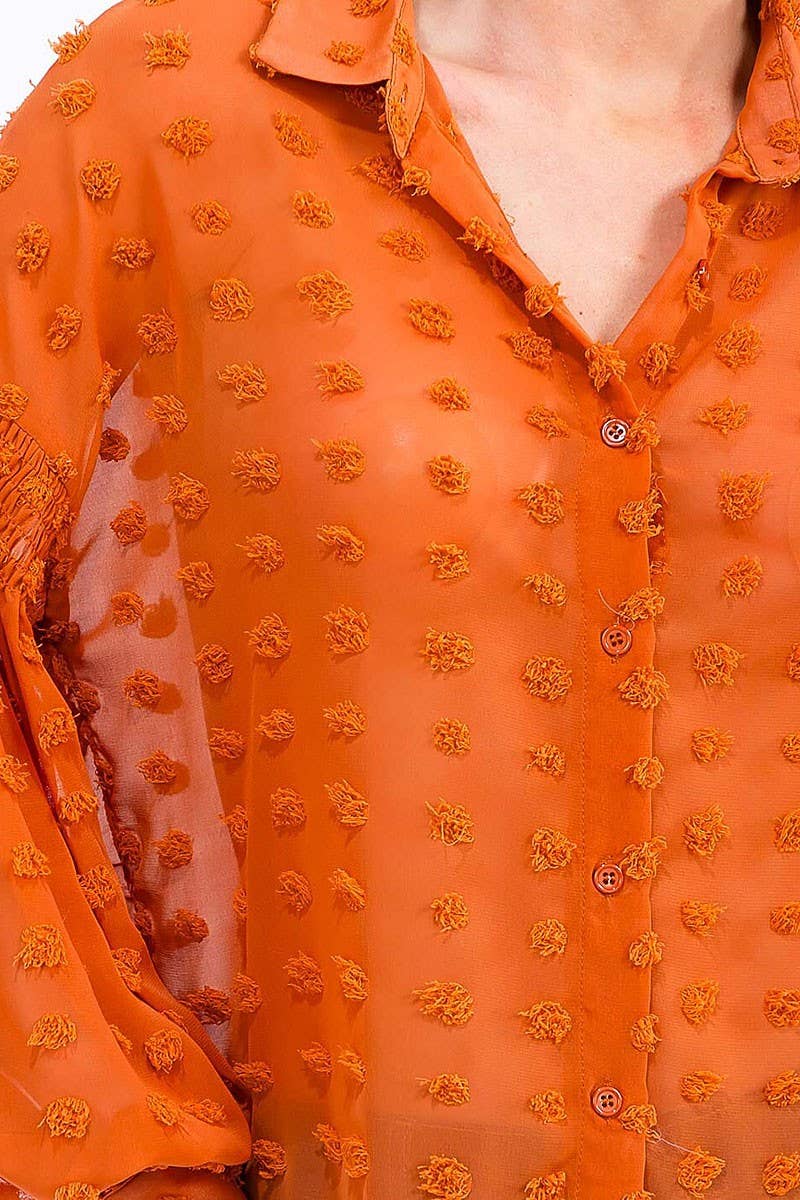 ROUSSEAU - Vente Chemise à col boutonné – femme - CHEMISIER À MANCHES LONGUES AVEC BOUTONS ET DÉTAILS À POIS SUISSES14