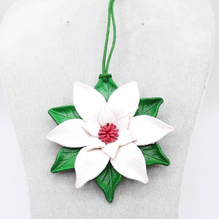 Sunflower Handmade leather inc - Venta al por mayor Adornos - 12 adornos de cuero con flores de poinsettia9