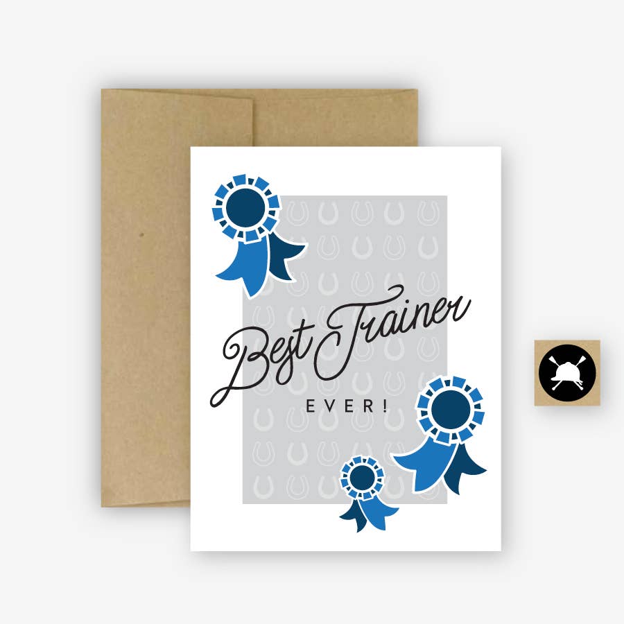 Hunt Seat Paper Co. - Venta al por mayor Tarjetas de felicitación - Tarjeta de felicitación de caballo ecuestre con el mejor entrenador de caballos de todos los tiempos