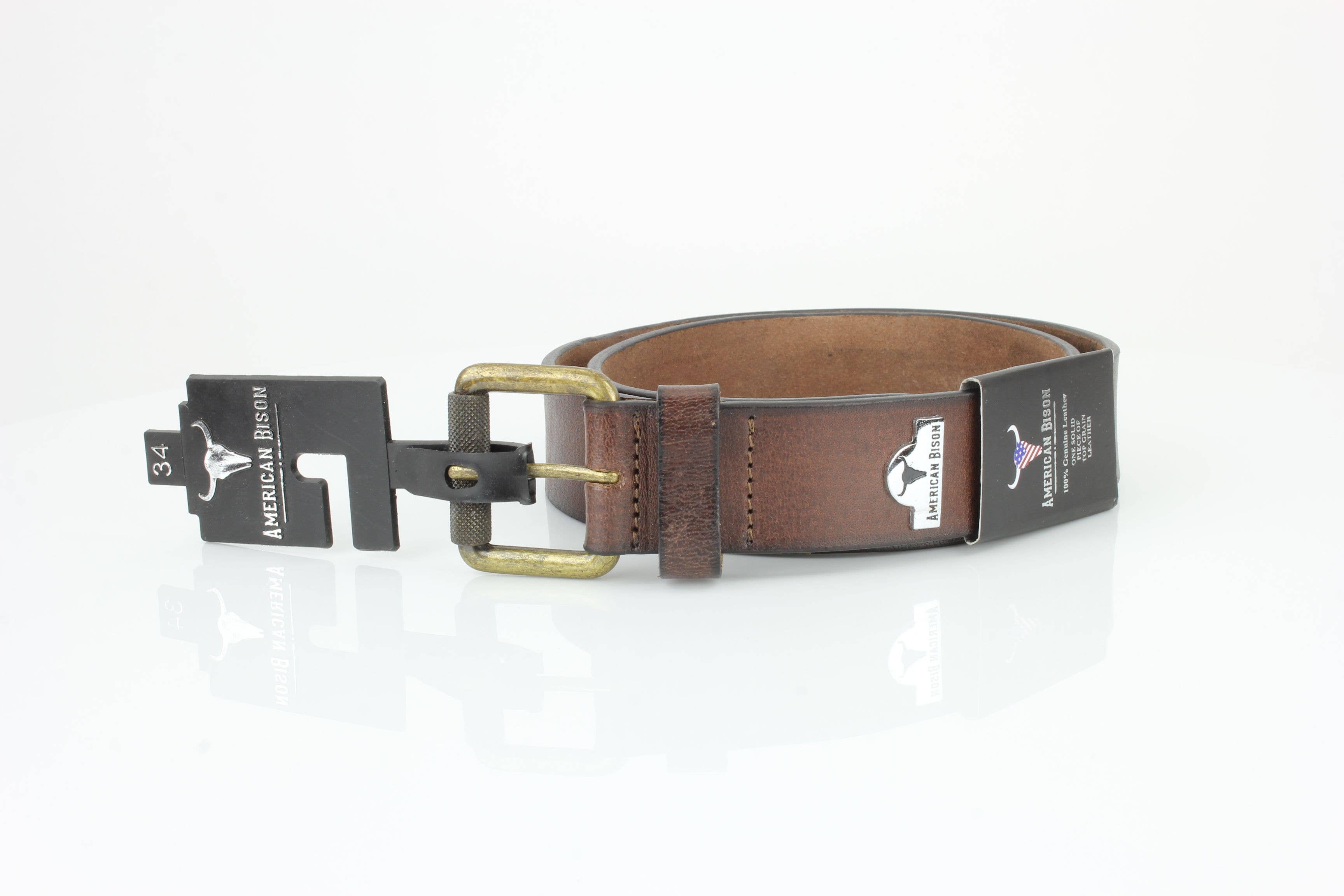 Leather Impressions Inc - Wholesale Belt - Unisex - Full Grain Leather Belt with Bison Medallion ABB 0071